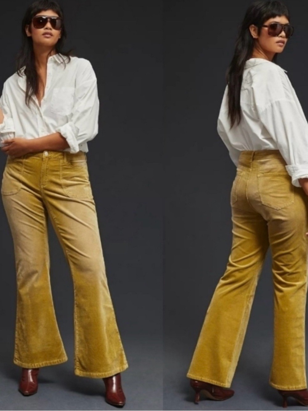 Anthropologie PILCRO The Icon Low Rise Corduroy Chop Pocket Flare Jeans Sz 18W - Picture 1 of 10